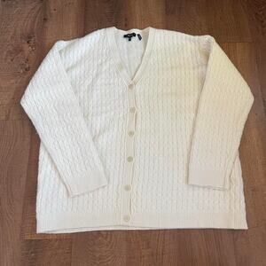 White cable knit cardigan super